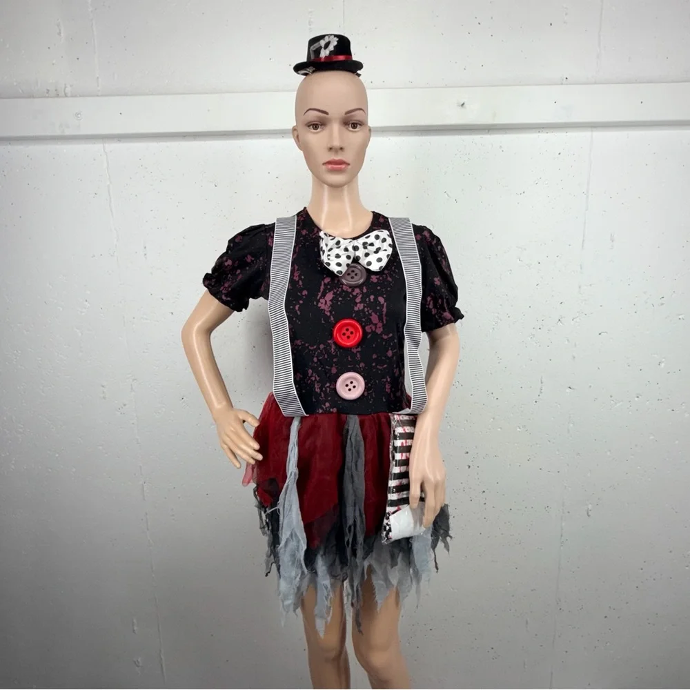 Spirit Kids Size XL 14-16 Killer Clown Cosplay Halloween Costume - Picture 2 of 15